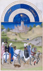 Très Riches Heures du Duc de Berry Folio 8, vzadu: srpen