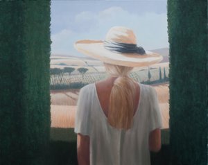 Dívka, pohled zezadu, Toskánsko, 2012 (akryl na plátně)