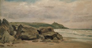 Pohled směrem k Rame Head, Cornwall, 19. století (olej na mlýnské desce)
