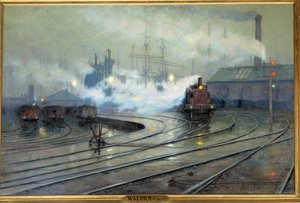 Pohled na Cardiff Docks Malba od Lionela Waldena (1861-1933) 1894 Sun. 1,27x1,93 m. Paříž, Musee d