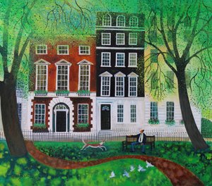 Odpočinek na Berkley Square 2016. (akrylové barvy na papíře) od Lisa Graa Jensen