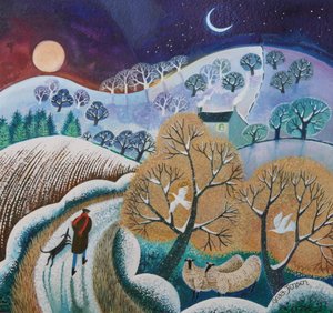 Snowy Winter Walk, 2017, (akrylové inkousty na papíře) od Lisa Graa Jensen
