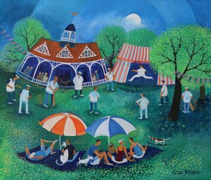 Nedělní kriket 2016 (akrylové barvy na papíře) od Lisa Graa Jensen