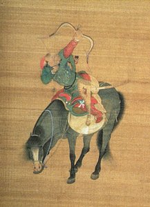 Kublajchán (1214-94) Lov (detail), dynastie Yuan (inkoust a barva na hedvábí) (viz 150417)