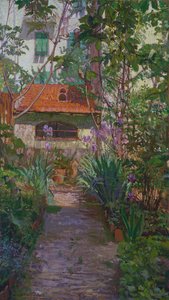 Triptych nebo zahrada v květu (boční panel) (1907) od Llewelyn Lloyd