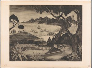 Horská krajina se zálivem na Korsice La Corse (původní název) od Lodewijk Schelfhout (signed by artist)