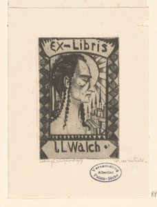 Ex-libris Jana Walcha od Lodewijk Schelfhout (signed by artist)