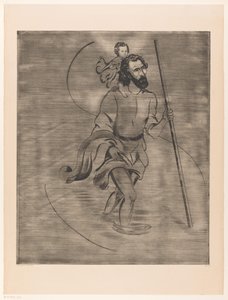 Svatý Kryštof s Ježíškem Saint Christophe (původní název) od Lodewijk Schelfhout (signed by artist)