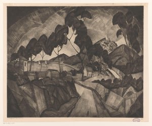 Kopcovitá krajina v Provence La Provence (původní název na objektu) od Lodewijk Schelfhout (signed by artist)