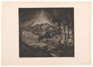 Kopcovitá krajina s průmyslem Evolution (původní název) od Lodewijk Schelfhout (signed by artist)