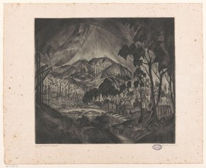 Kopcovitá krajina s průmyslem Evolution (původní název na objektu) od Lodewijk Schelfhout (signed by artist)