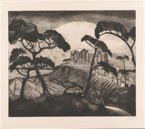 Hrad na kopci Le Château II (původní název) od Lodewijk Schelfhout (signed by artist)