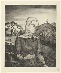 Vlámský farmář v kopcovité krajině Jeune fille Flamande (původní název) od Lodewijk Schelfhout (signed by artist)