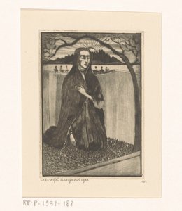 Žena u hrobu Femme au tombeau (původní název) od Lodewijk Schelfhout (signed by artist)