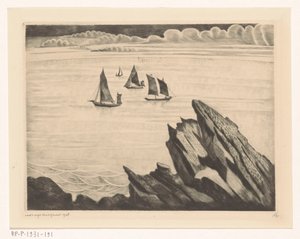 Plachetnice u bretaňského pobřeží Un soir en Bretany (původní název) od Lodewijk Schelfhout (signed by artist)
