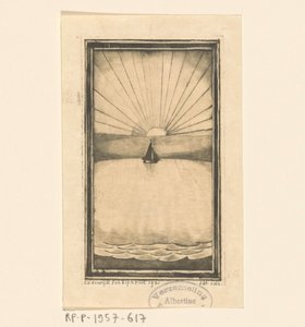 Plachetnice na moři při vycházejícím nebo zapadajícím slunci od Lodewijk Schelfhout (signed by artist)