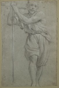 Muž opřený o dřevěný kříž (pastel) od Lodovico (attr. to) Carracci