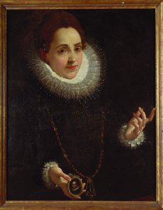 Portrét dámy držící portrétní miniaturu gentlemana od Lodovico Carracci