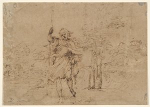 Svatý Kryštof (nebo Svatý Roch?) v krajině od Lodovico Carracci