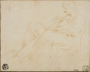 Sedící zahalená žena v profilu od Lodovico Carracci