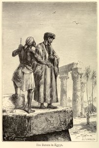 Středověký cestovatel „Ibn Battuta v Egyptě“ Muhammad Ibn Battuta na návštěvě Egypta od Léon (after) Benett
