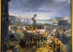 Národní garda Paříže, shromážděná na Pont Neuf, odešla do armády v září 1792. Obraz Leon Cogniet (1794-1880) od Léon Cogniet