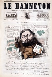 Portrét Gustava Courbeta, francouzského malíře (1819-1877). V Le Hanneton od Léonce Justin Alexandre Petit