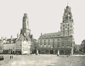 Strážná věž a Hotel De Ville, Calais, Francie, 1895. od London Stereoscopic and Photographic Co
