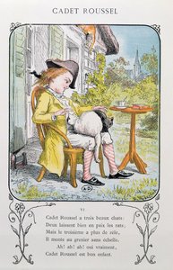 "Cadet Roussel", populární píseň, vydal Hetzel, konec 19. století (barevná rytina)