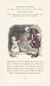 Mademoiselle Lili umí číst, strana 40 - Abeceda Mademoiselle Lili, autor L. Froelich a tatínek (sám Hetzel). Bibliotheque  Magasin d