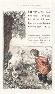 Martin, Mechant, Mouton, Mlýn, Úterý, Vrabec, Hora, Vzestup, Kaštan, Mais, strana 26 - Abeceda Mademoiselle Lili, L. Froelich a tatínek (sám Hetzel). Bibliotheque  Magasin d