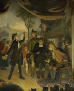 Ludvig Holberg na zkoušce své hry Erasmus Montanus, dějství IV, scéna 2 od Lorenz Frølich