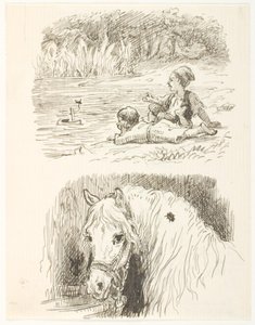 Dva návrhy ilustrací pro Skarnbassen od Lorenz Frølich