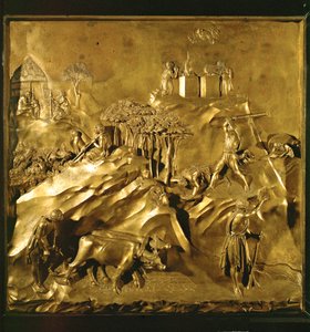 Adamova práce po pádu, Kain zabíjí Ábela (bronz) od Lorenzo Ghiberti
