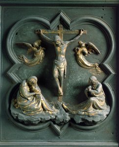 Severní brána (na severu nazývaná Křížová brána), detail exteriéru: „“ ukřižování““ Bronzová socha od Lorenza Ghibertiho (1378-1455) od Lorenzo Ghiberti