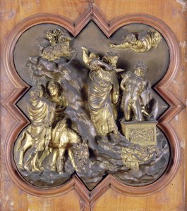 The Sacrifice of Isaac, bronzový soutěžní reliéf pro dveře Baptisteria, Florencie, 1401 (bronz)