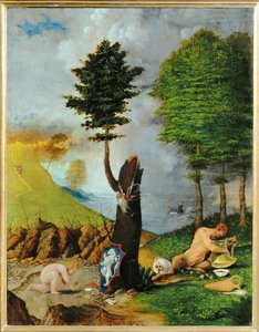 Alegorie ctnosti a neřesti (malba na dřevě) od Lorenzo Lotto