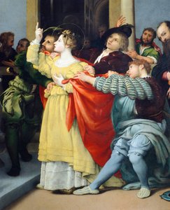 Oltářní obraz Svatá Lucie nebo Svatá Lucie před soudcem od Lorenzo Lotto