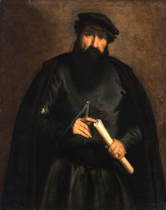 Portrét muže s kružítkem a svitkem papíru od Lorenzo Lotto