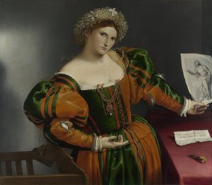 Portrét ženy (Lucretia). Kolem 1530-32 od Lorenzo Lotto