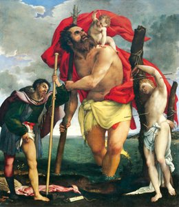 Svatý Kryštof mezi svatými Rocco a Sebastianem od Lorenzo Lotto