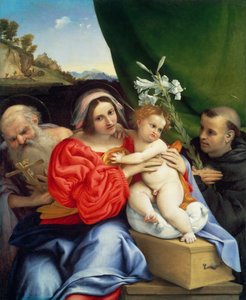 Panna Maria s dítětem a svatými Jeronýmem a Mikulášem z Tolentina od Lorenzo Lotto