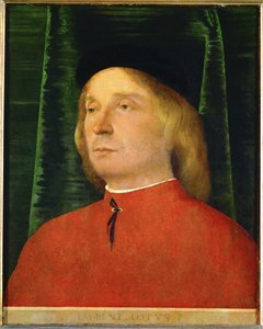 Mladý muž v červené bundě (malba na lipovém dřevě) od Lorenzo Lotto