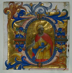 Iniciála D[eus in loco] s prorokem vyříznutým z graduálu, 1409-10. od Lorenzo Monaco