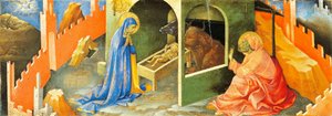 Narození Ježíše, část predely, od Lorenza Monaca (1370-cca 1425), olej na panelu