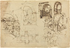 Návrhy palácových schodišť [recto] od Lorenzo Sacchetti