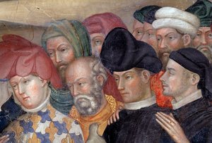 Svatý Jan Křtitel křtící Ježíše, detail (Freska od Lorenzo Salimbeni