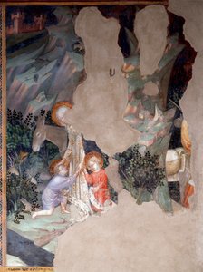 Setkání Marie a Ježíše se svatým Janem Křtitelem v dětství, detail (Freska od Lorenzo Salimbeni