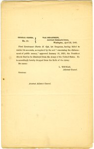 Obecné rozkazy, č. 11, ministerstvo války, generální pobočník, Washington, 23. dubna 1861 od Lorenzo Thomas