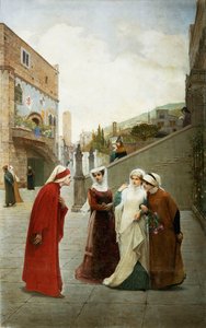 Setkání Danteho a Beatrice, 1889 od Lorenzo Valles